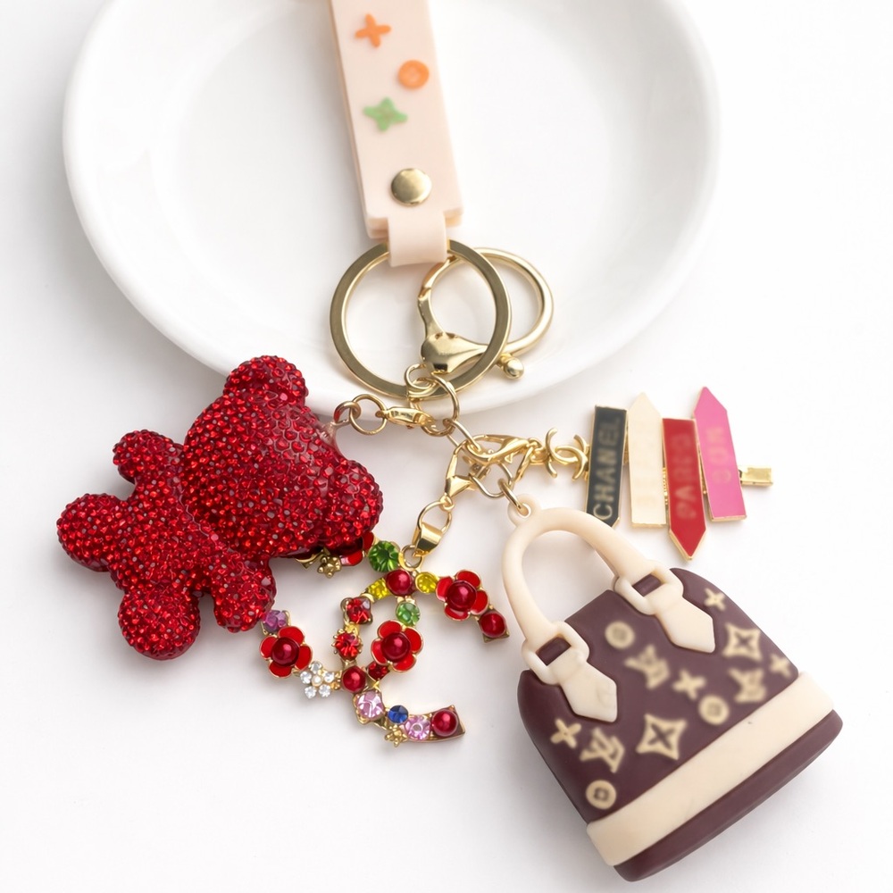 Luxury Red and Brown Keychain Accessory